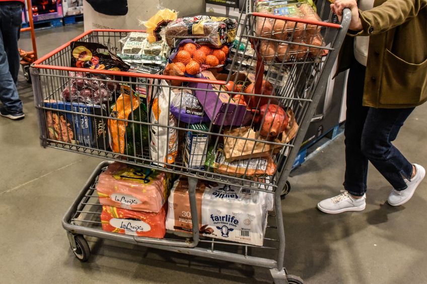 Costco cart full of groceries