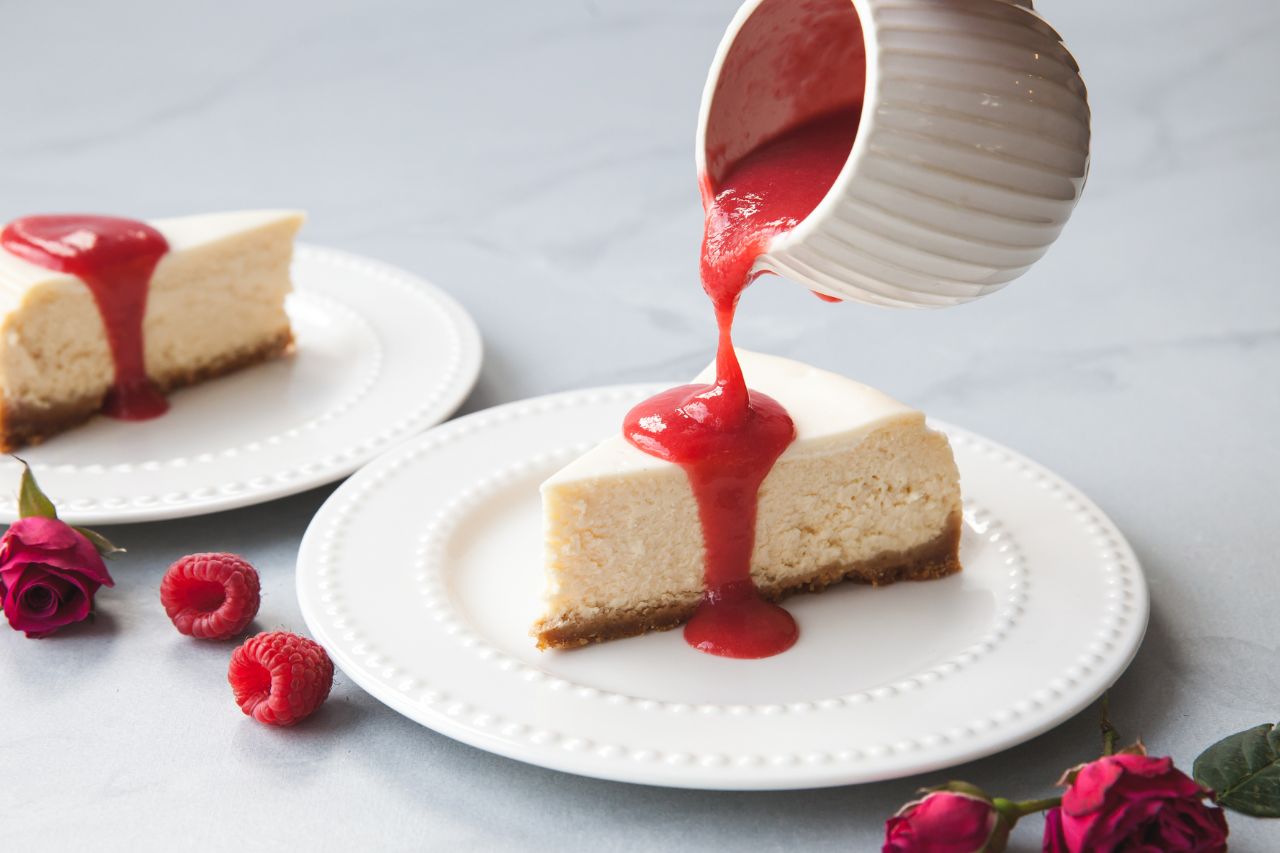 Rhubarb Raspberry Cheesecake